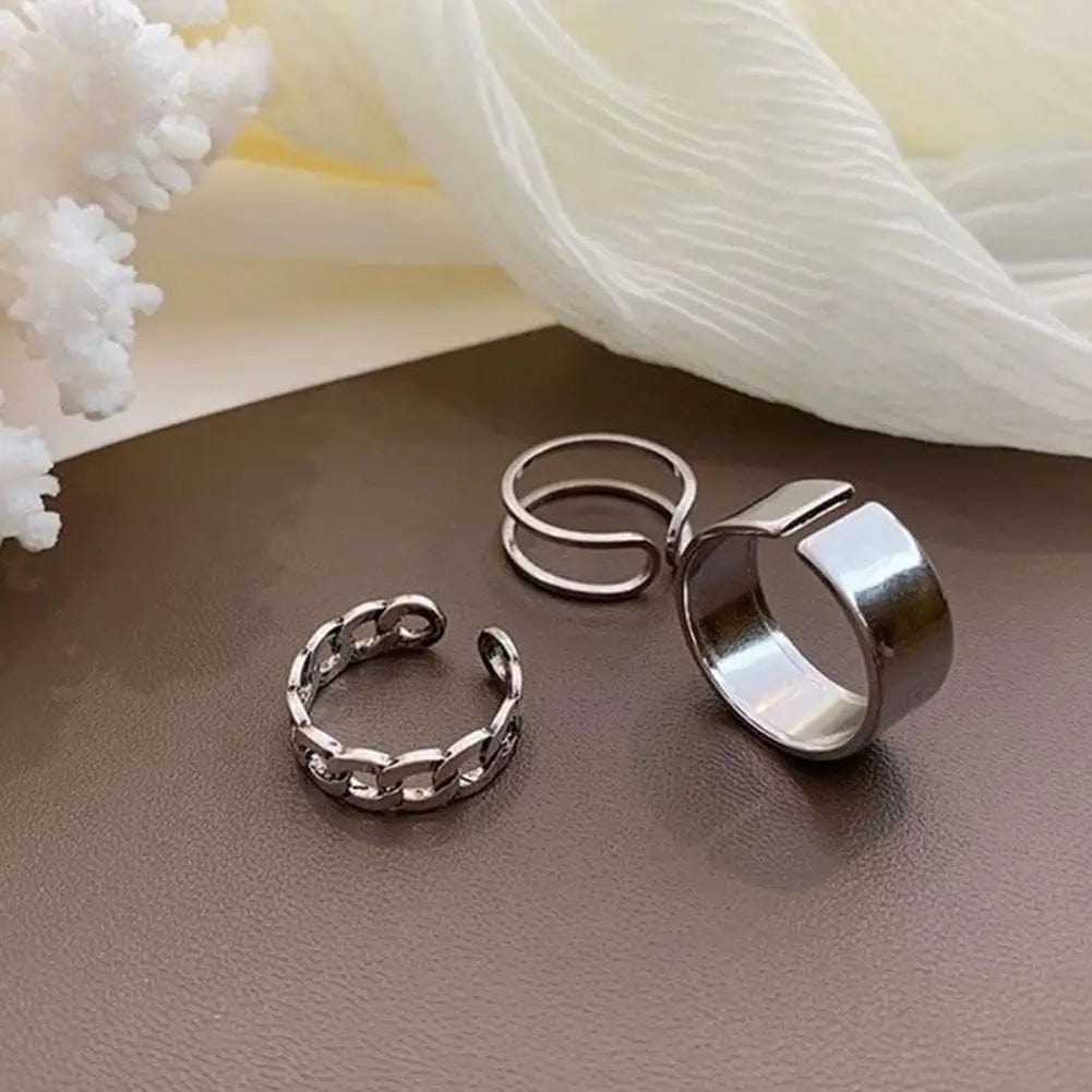 Eleganza Italiana 3PCS Hip Hop Cross Ring On Finger Chain Women Rings Opening Aesthetic Jewelry Korean Style Finger Rings Birthday Gifts Streetwear high fashion shein amazon temu target Walmart online