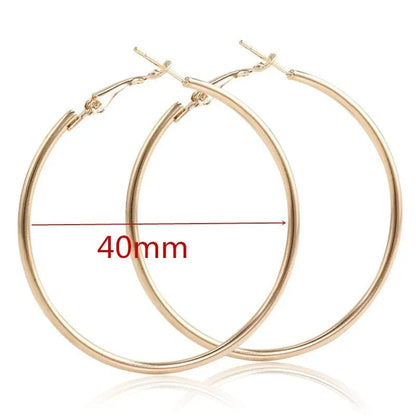 Eleganza Italiana 40-80mm Exaggerated Big Smooth Circle Hoop Earrings  for Women Aros Simple Round Loop Ear Wedding Jewelry Brincos Cool Gift Streetwear high fashion shein amazon temu target Walmart online