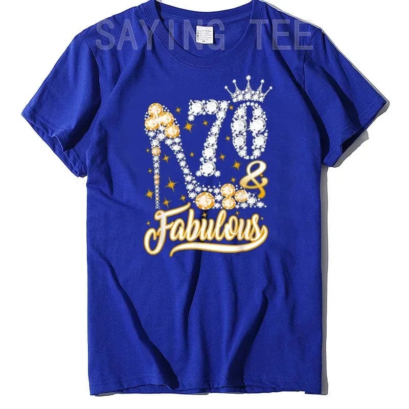 Eleganza Italiana 70 &amp; Fabulous 70 Years Old 70th Birthday Diamond Crown Shoes T-Shirt Gift Women&