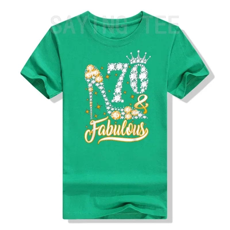 Eleganza Italiana 70 &amp; Fabulous 70 Years Old 70th Birthday Diamond Crown Shoes T-Shirt Gift Women&