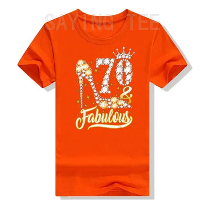 Eleganza Italiana 70 &amp; Fabulous 70 Years Old 70th Birthday Diamond Crown Shoes T-Shirt Gift Women&