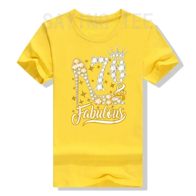 Eleganza Italiana 70 &amp; Fabulous 70 Years Old 70th Birthday Diamond Crown Shoes T-Shirt Gift Women&