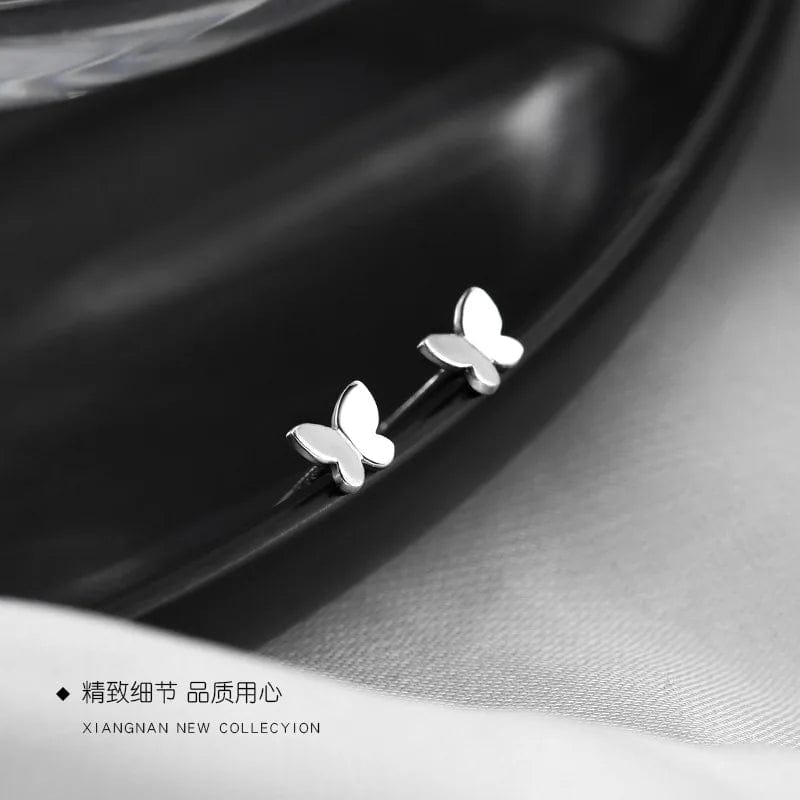 Eleganza Italiana 925 Sterling Silver Cute Mini Butterfly  Small Stud Earrings Children Girl Simple Romantic Piercing Jewelry Accessories Streetwear high fashion shein amazon temu target Walmart online