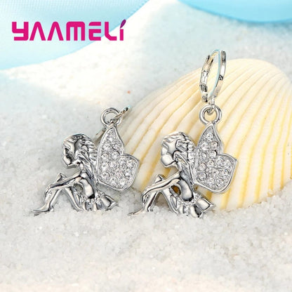 Eleganza Italiana 925 Sterling Silver Necklace+Earrings Jewelry Set Mysterious Romantic Style Fairy Modeling For Little Girl Present Streetwear high fashion shein amazon temu target Walmart online