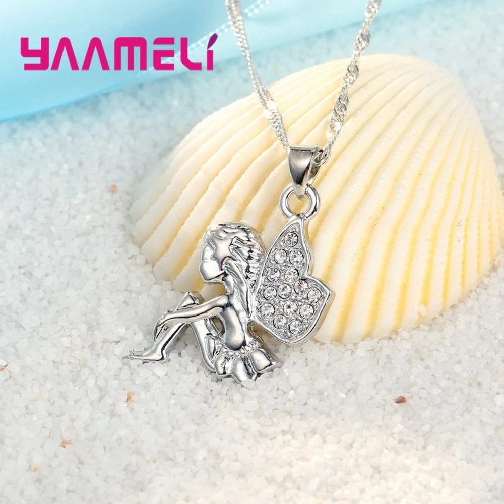 Eleganza Italiana 925 Sterling Silver Necklace+Earrings Jewelry Set Mysterious Romantic Style Fairy Modeling For Little Girl Present Streetwear high fashion shein amazon temu target Walmart online