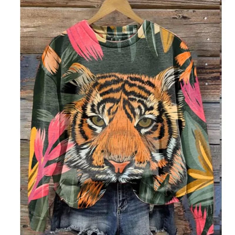 Eleganza Italiana Animal Leopard Tiger Zebra Sweatshirts 3D Print Fashion Hoodies Women Streetwear Long Sleeve Pullovers Y2k Hoodie Woman Clothing Streetwear high fashion shein amazon temu target Walmart online