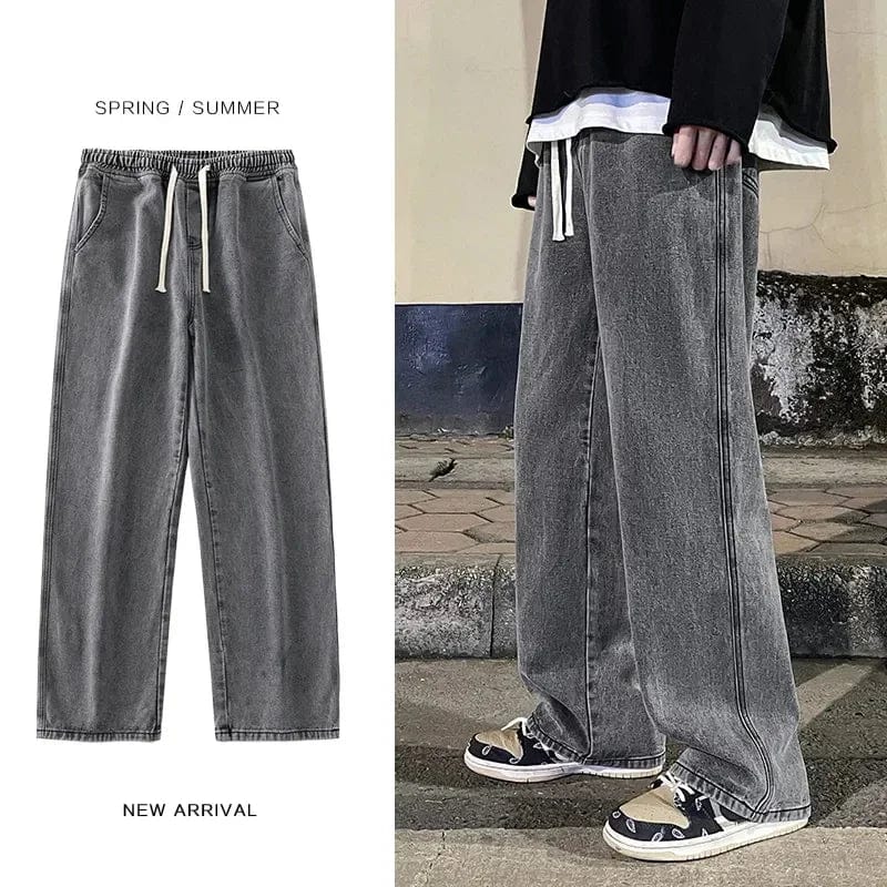 Eleganza Italiana Autumn Korean Fashion Drawstring Y2K Jeans Homme Classic Baggy Straight Wide Leg Pants 2023 New Hip Hop Streetwear Casual jean Streetwear high fashion shein amazon temu target Walmart online