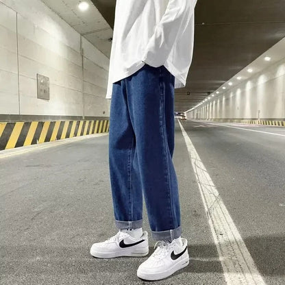 Eleganza Italiana Autumn Korean Fashion Drawstring Y2K Jeans Homme Classic Baggy Straight Wide Leg Pants 2023 New Hip Hop Streetwear Casual jean Streetwear high fashion shein amazon temu target Walmart online