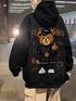 Eleganza Italiana Autumn Middle Finger Bear Print Casual Hooded Sweatshirt For Men Japanese Hoodies Pullover Harajuku Fashion Y2K Streetwear Streetwear high fashion shein amazon temu target Walmart online