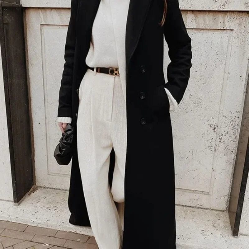 Eleganza Italiana Autumn Winter Fashion Women Coat Y2K Chic Loose Long Oversize Warm Thick Trench Coat Wool Blend Jacket Outwear Streetwear high fashion shein amazon temu target Walmart online