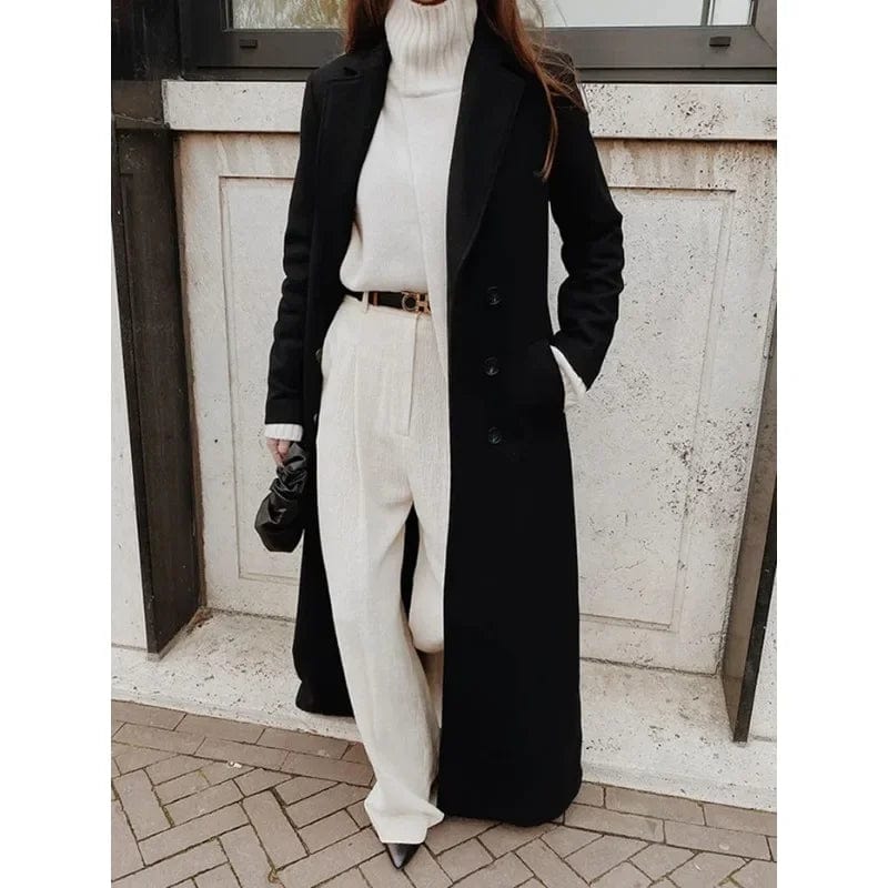 Eleganza Italiana Autumn Winter Fashion Women Coat Y2K Chic Loose Long Oversize Warm Thick Trench Coat Wool Blend Jacket Outwear Streetwear high fashion shein amazon temu target Walmart online