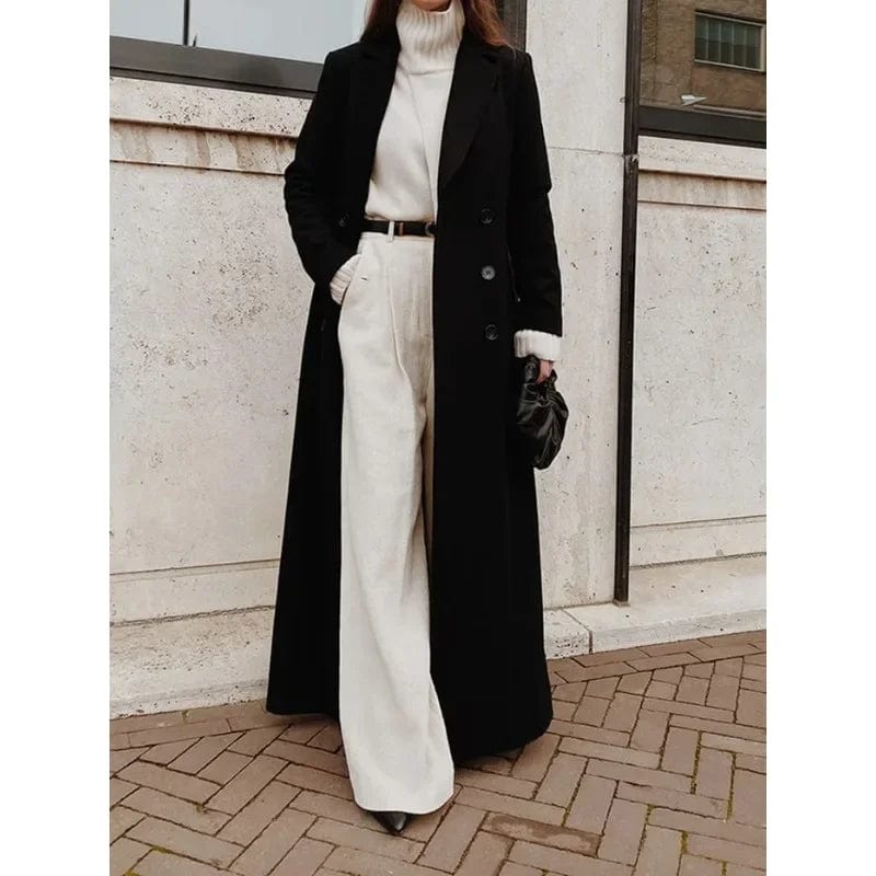 Eleganza Italiana Autumn Winter Fashion Women Coat Y2K Chic Loose Long Oversize Warm Thick Trench Coat Wool Blend Jacket Outwear Streetwear high fashion shein amazon temu target Walmart online