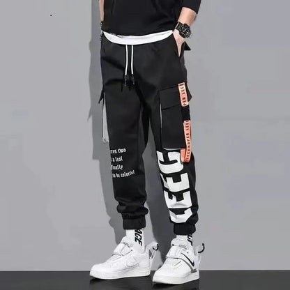 Eleganza Italiana Autumn Winter Y2K Fashion Pockets Long Cargo Pants Men Patchwork Casual Loose Trousers All Match Trousers Letter Male Clothes Streetwear high fashion shein amazon temu target Walmart online