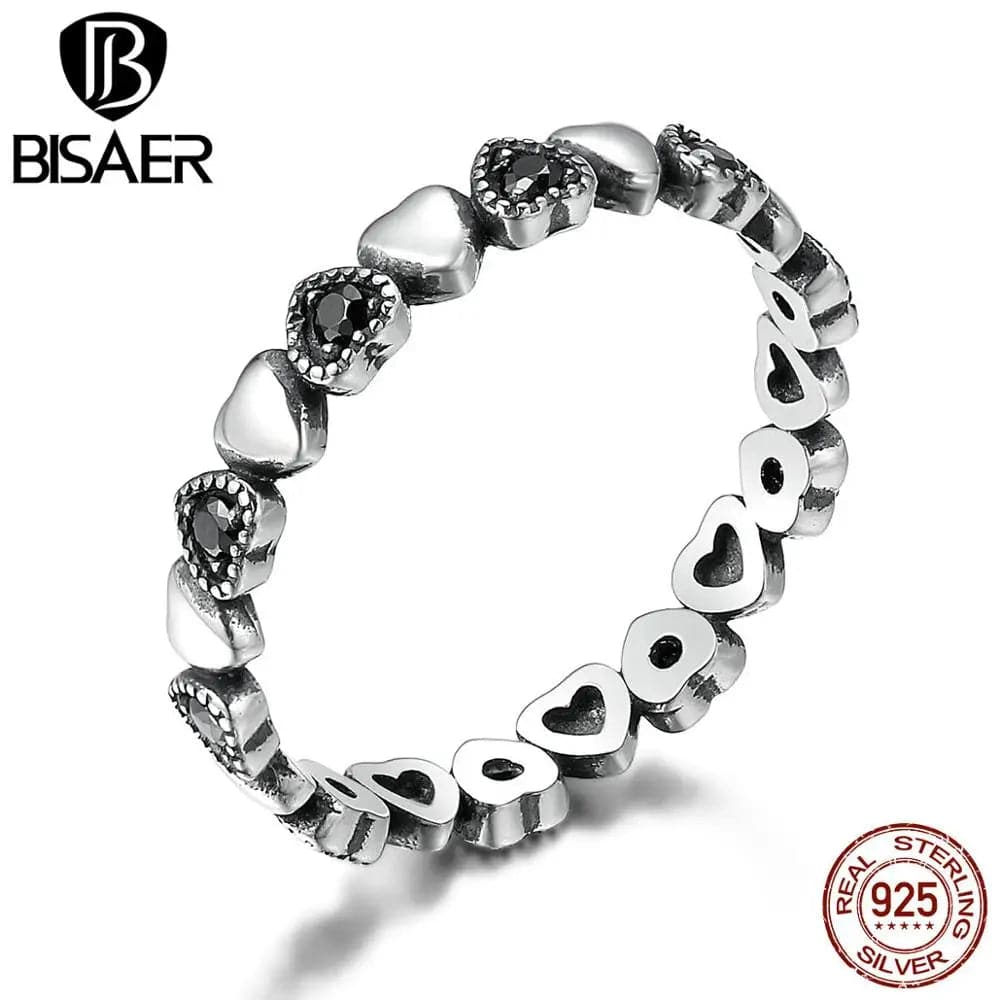 Eleganza Italiana BISAER 925 Sterling Silver LOVE Heart Wedding Ring Jewelry STAR Footprints Silver 925 Finger Rings For Women Engagement Anel Streetwear high fashion shein amazon temu target Walmart online