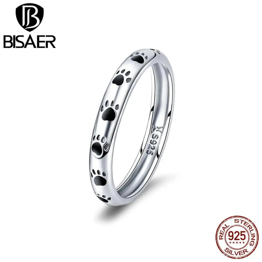 Eleganza Italiana BISAER 925 Sterling Silver LOVE Heart Wedding Ring Jewelry STAR Footprints Silver 925 Finger Rings For Women Engagement Anel Streetwear high fashion shein amazon temu target Walmart online