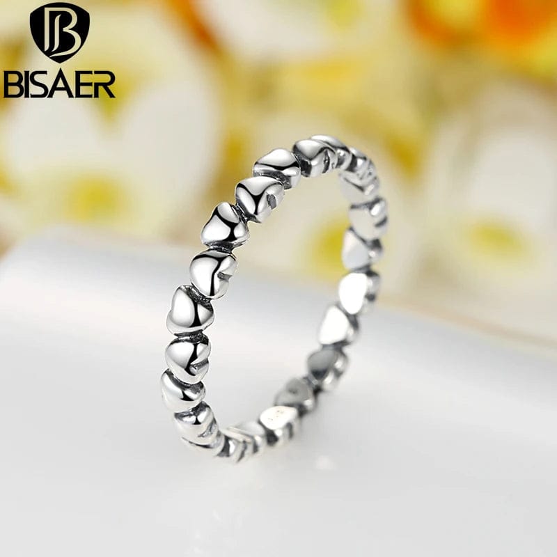 Eleganza Italiana BISAER 925 Sterling Silver LOVE Heart Wedding Ring Jewelry STAR Footprints Silver 925 Finger Rings For Women Engagement Anel Streetwear high fashion shein amazon temu target Walmart online