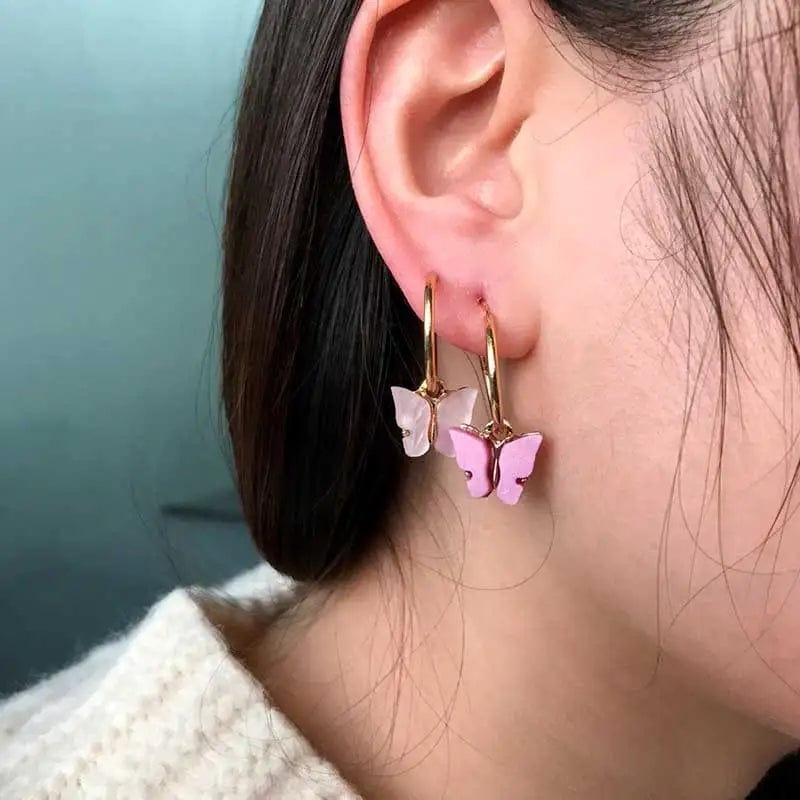 Eleganza Italiana Boho Rainbow Butterfly Shape Hoop Earrings Set For Women Sweet Y2K Animal Ear Ring Acrylic Jewelry Girls Huggies Earrings Gift Streetwear high fashion shein amazon temu target Walmart online