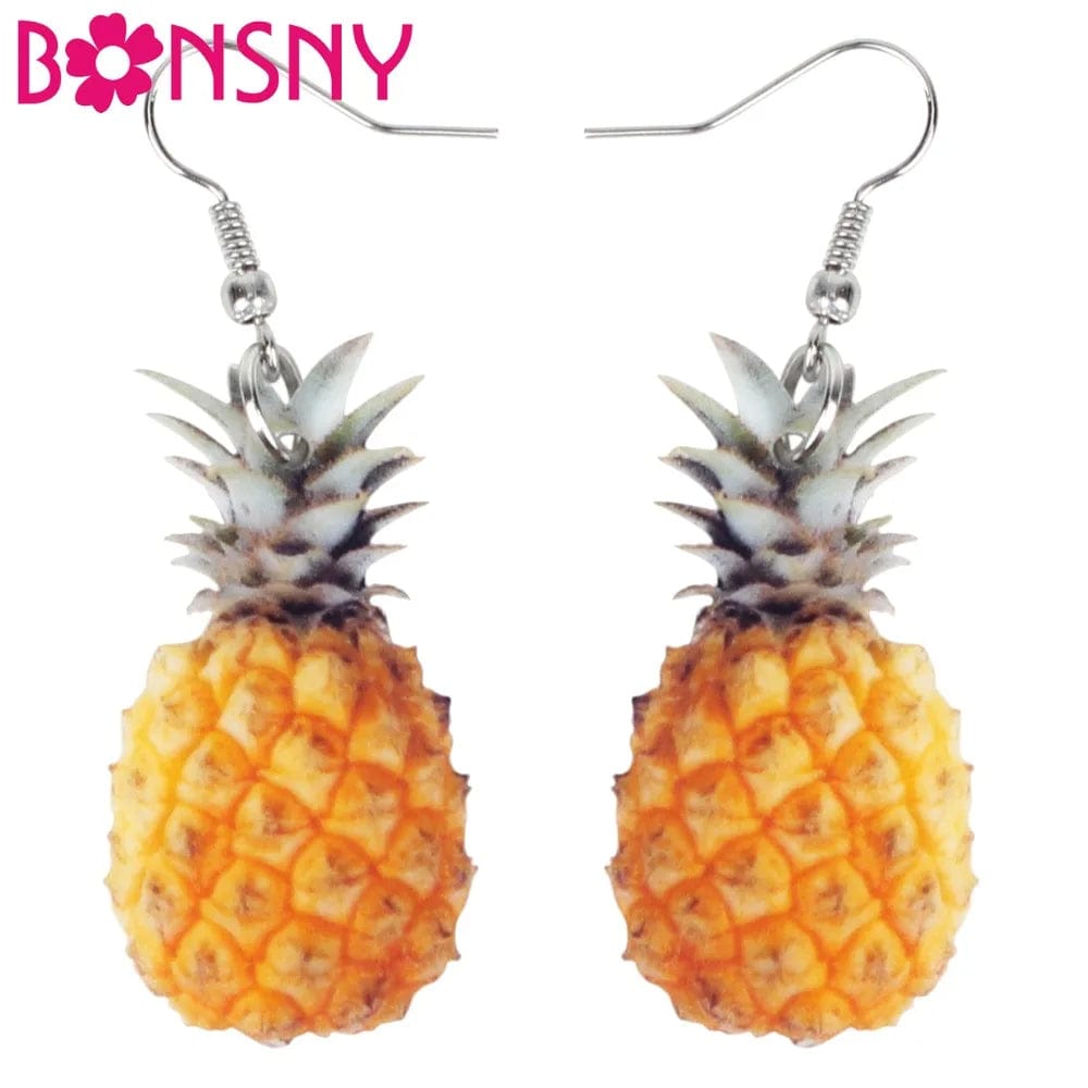 Eleganza Italiana Bonsny Acrylic Tropic Pineapple Fruit Earrings Big Long Dangle Drop Fashion Summer Jewelry For Women Girl Ladies Teens Gift Bulk Streetwear high fashion shein amazon temu target Walmart online