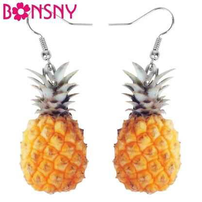 Eleganza Italiana Bonsny Acrylic Tropic Pineapple Fruit Earrings Big Long Dangle Drop Fashion Summer Jewelry For Women Girl Ladies Teens Gift Bulk Streetwear high fashion shein amazon temu target Walmart online