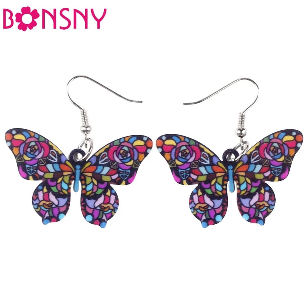 Eleganza Italiana Bonsny Drop Butterfly Earrings Long Big Dangle Acrylic Earrings 2015 News Spring Summer Girl Woman Fashion  Jewelry Accessories Streetwear high fashion shein amazon temu target Walmart online