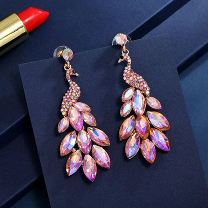 Eleganza Italiana Bridal jewellery Luxury crystal leaf large earrings long drop earrings for women wedding party jewelry accessory Streetwear high fashion shein amazon temu target Walmart online