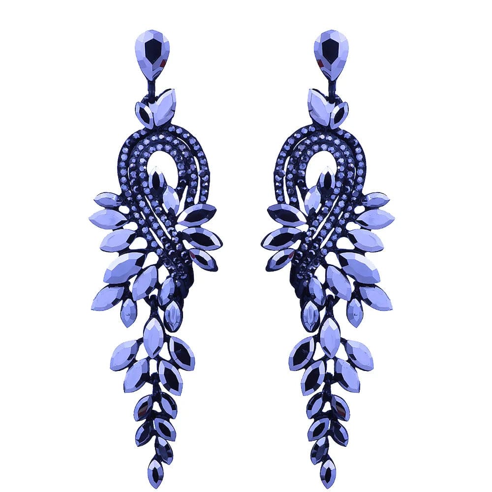 Eleganza Italiana Bridal jewellery Luxury crystal leaf large earrings long drop earrings for women wedding party jewelry accessory Streetwear high fashion shein amazon temu target Walmart online