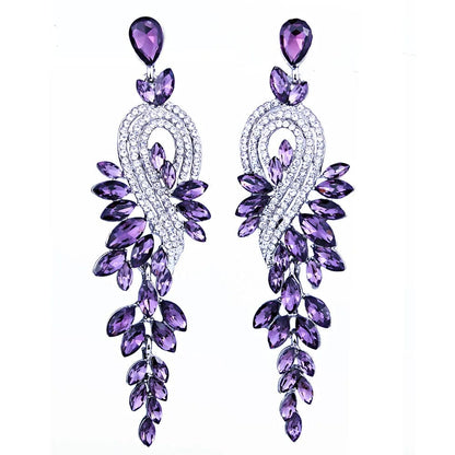 Eleganza Italiana Bridal jewellery Luxury crystal leaf large earrings long drop earrings for women wedding party jewelry accessory Streetwear high fashion shein amazon temu target Walmart online