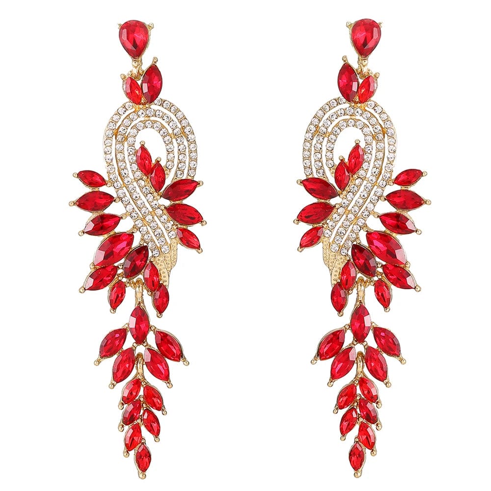 Eleganza Italiana Bridal jewellery Luxury crystal leaf large earrings long drop earrings for women wedding party jewelry accessory Streetwear high fashion shein amazon temu target Walmart online