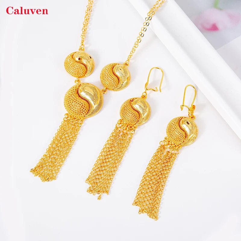 Eleganza Italiana Bridal Jewelry Sets for Women Arabic/Dubai/Ethiopian/African Earrings Gold Color cooper Summer Necklace Streetwear high fashion shein amazon temu target Walmart online