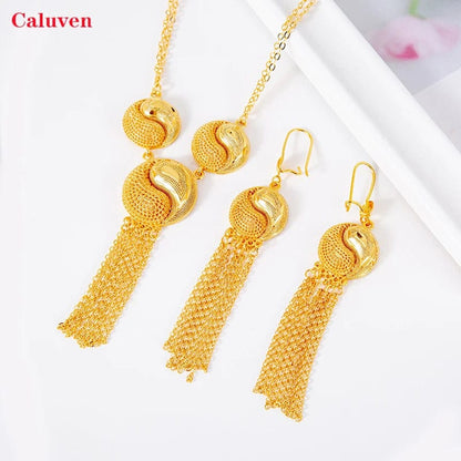 Eleganza Italiana Bridal Jewelry Sets for Women Arabic/Dubai/Ethiopian/African Earrings Gold Color cooper Summer Necklace Streetwear high fashion shein amazon temu target Walmart online