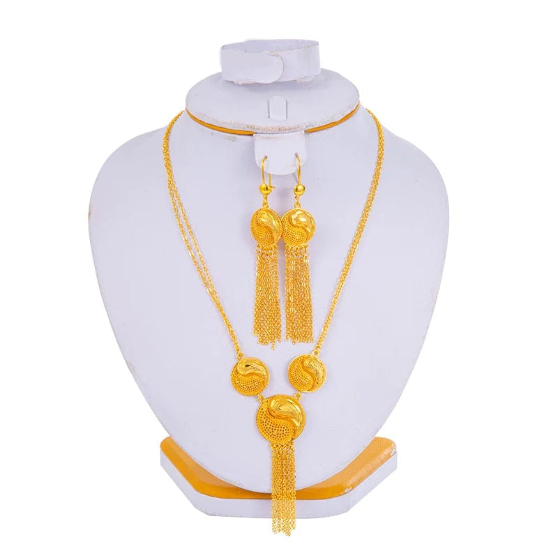 Eleganza Italiana Bridal Jewelry Sets for Women Arabic/Dubai/Ethiopian/African Earrings Gold Color cooper Summer Necklace Streetwear high fashion shein amazon temu target Walmart online