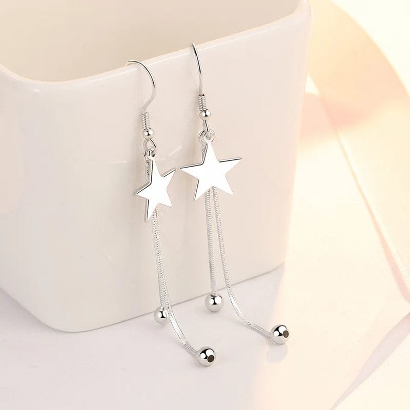 Eleganza Italiana Charms y2k 925 Sterling Silver classic star Tassel bead earrings for women fashion trend party wedding jewelry Christmas gifts Streetwear high fashion shein amazon temu target Walmart online