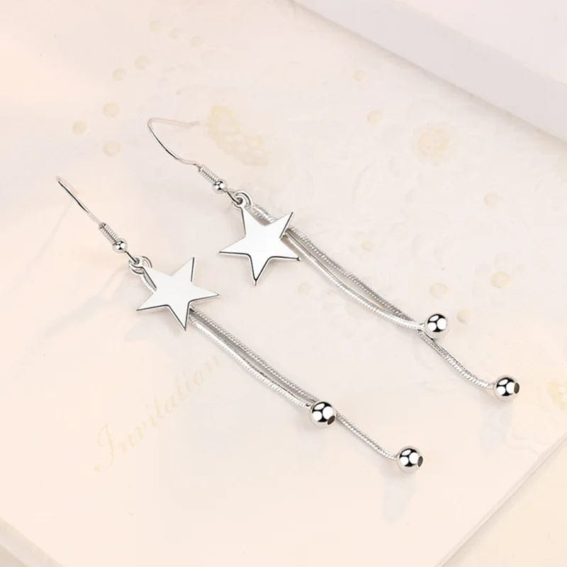 Eleganza Italiana Charms y2k 925 Sterling Silver classic star Tassel bead earrings for women fashion trend party wedding jewelry Christmas gifts Streetwear high fashion shein amazon temu target Walmart online