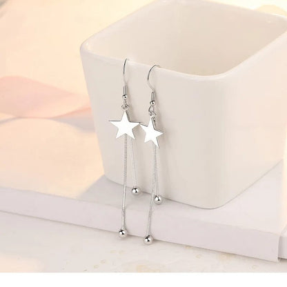 Eleganza Italiana Charms y2k 925 Sterling Silver classic star Tassel bead earrings for women fashion trend party wedding jewelry Christmas gifts Streetwear high fashion shein amazon temu target Walmart online