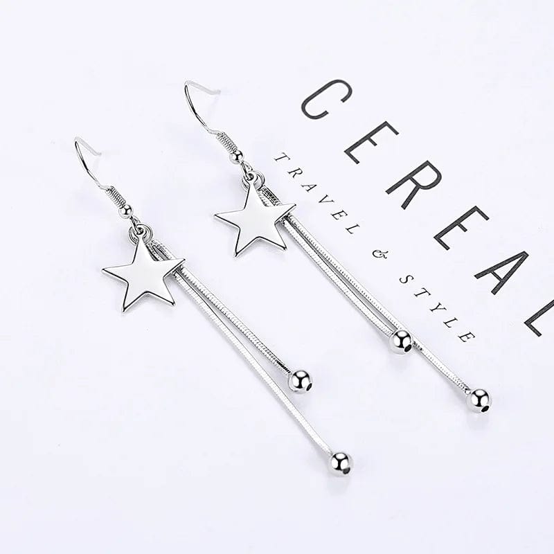 Eleganza Italiana Charms y2k 925 Sterling Silver classic star Tassel bead earrings for women fashion trend party wedding jewelry Christmas gifts Streetwear high fashion shein amazon temu target Walmart online