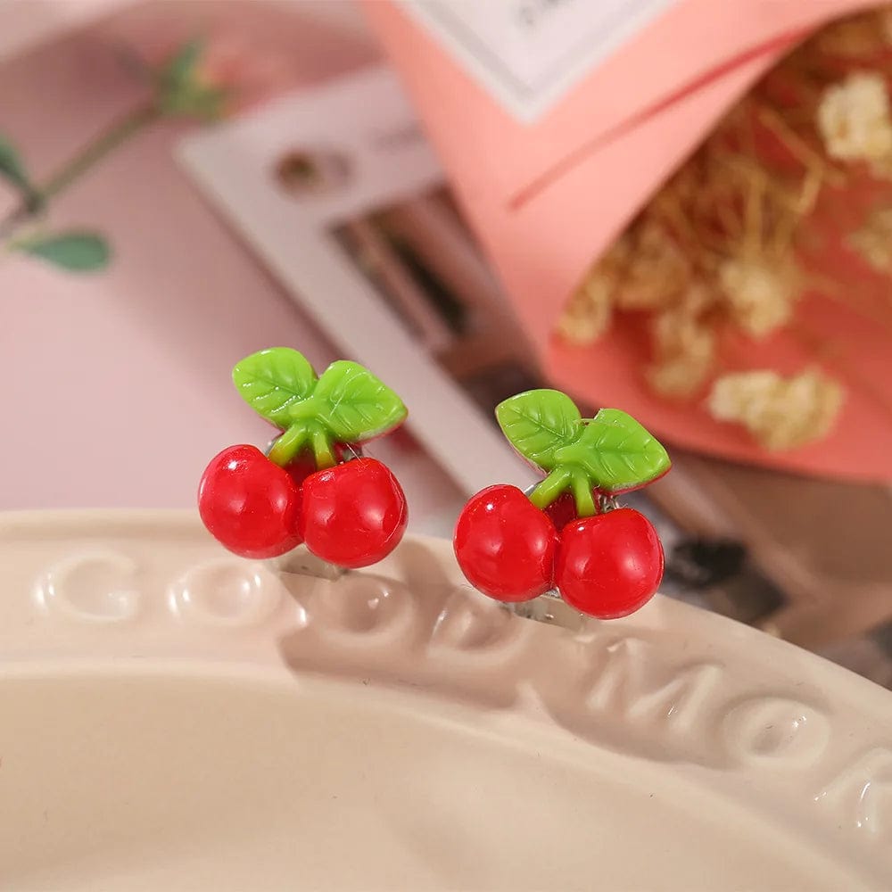 Eleganza Italiana Children Baby Girl Jewelry Kids Cute Animal Fruit Cherry Resin Ear Clip On Pierced Party Gift Cartoon Flower Earrings Streetwear high fashion shein amazon temu target Walmart online