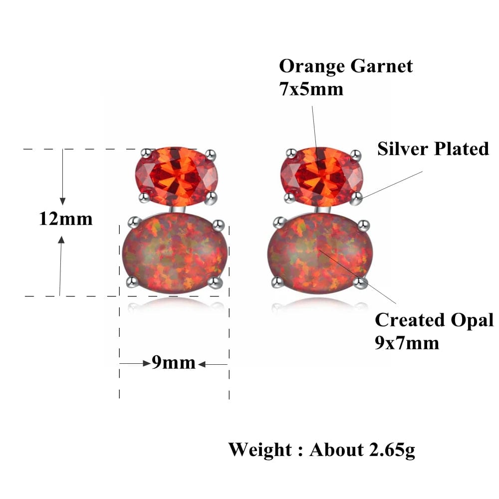 Eleganza Italiana CiNily Orange &amp; Green Fire Opal Stone Stud Earrings Silver Plated Red Garnet Mini Cute Summer Jewelry Best Gifts for Woman Girl Streetwear high fashion shein amazon temu target Walmart online