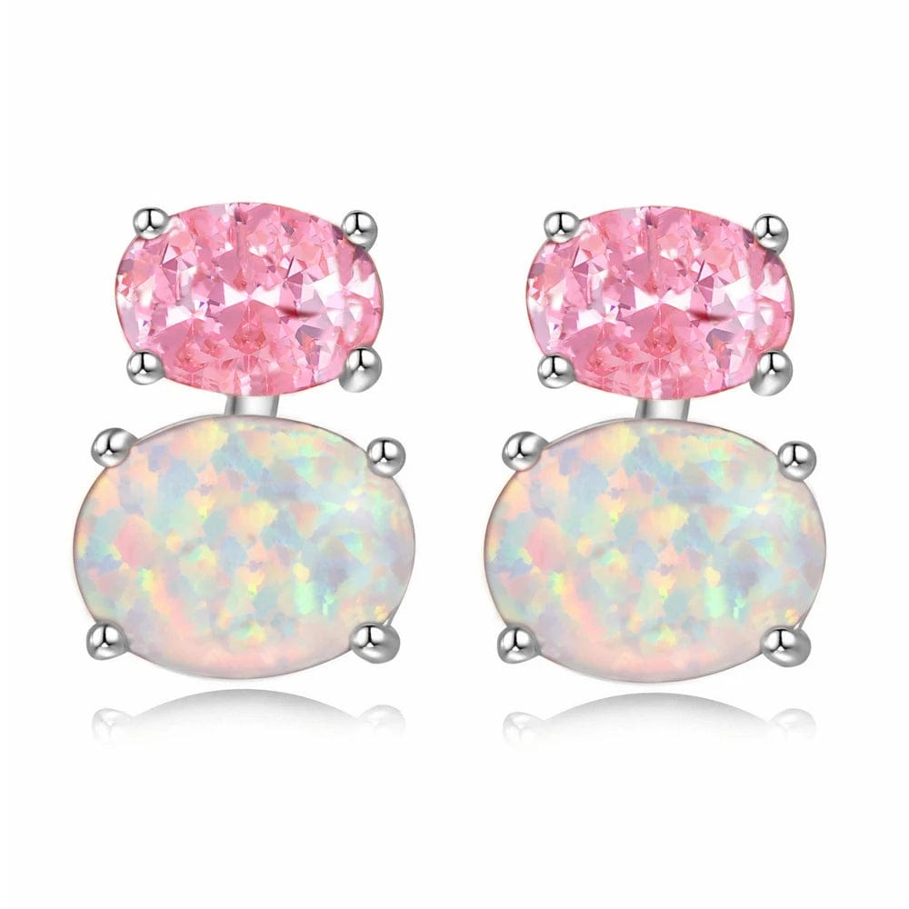 Eleganza Italiana CiNily Orange &amp; Green Fire Opal Stone Stud Earrings Silver Plated Red Garnet Mini Cute Summer Jewelry Best Gifts for Woman Girl Streetwear high fashion shein amazon temu target Walmart online