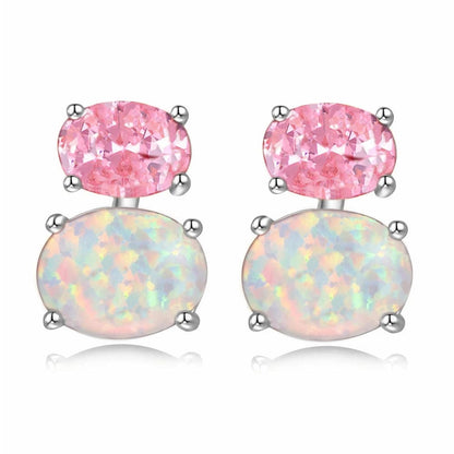 Eleganza Italiana CiNily Orange &amp; Green Fire Opal Stone Stud Earrings Silver Plated Red Garnet Mini Cute Summer Jewelry Best Gifts for Woman Girl Streetwear high fashion shein amazon temu target Walmart online