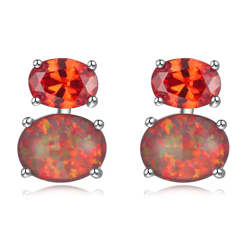 Eleganza Italiana CiNily Orange &amp; Green Fire Opal Stone Stud Earrings Silver Plated Red Garnet Mini Cute Summer Jewelry Best Gifts for Woman Girl Streetwear high fashion shein amazon temu target Walmart online