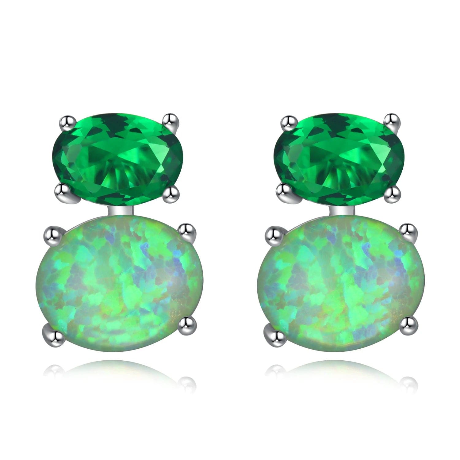 Eleganza Italiana CiNily Orange &amp; Green Fire Opal Stone Stud Earrings Silver Plated Red Garnet Mini Cute Summer Jewelry Best Gifts for Woman Girl Streetwear high fashion shein amazon temu target Walmart online