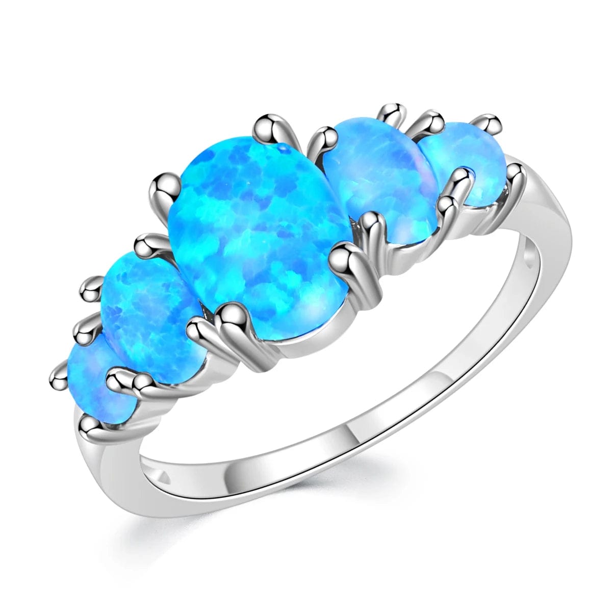 Eleganza Italiana CiNily White &amp; Orange &amp; Blue Fire Opal Filled Rings With Round Stone Silver Plated Luxury Big Bohemia Boho Summer Jewelry Woman Streetwear high fashion shein amazon temu target Walmart online