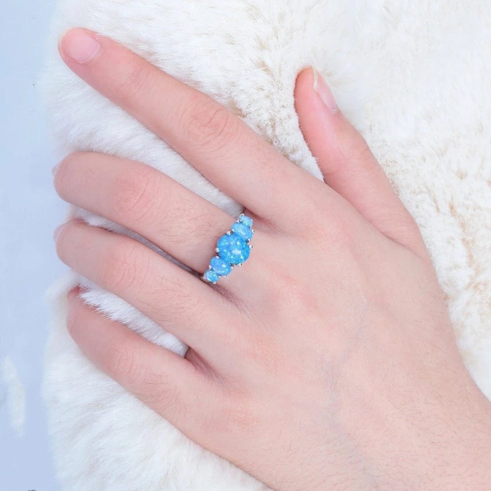 Eleganza Italiana CiNily White &amp; Orange &amp; Blue Fire Opal Filled Rings With Round Stone Silver Plated Luxury Big Bohemia Boho Summer Jewelry Woman Streetwear high fashion shein amazon temu target Walmart online