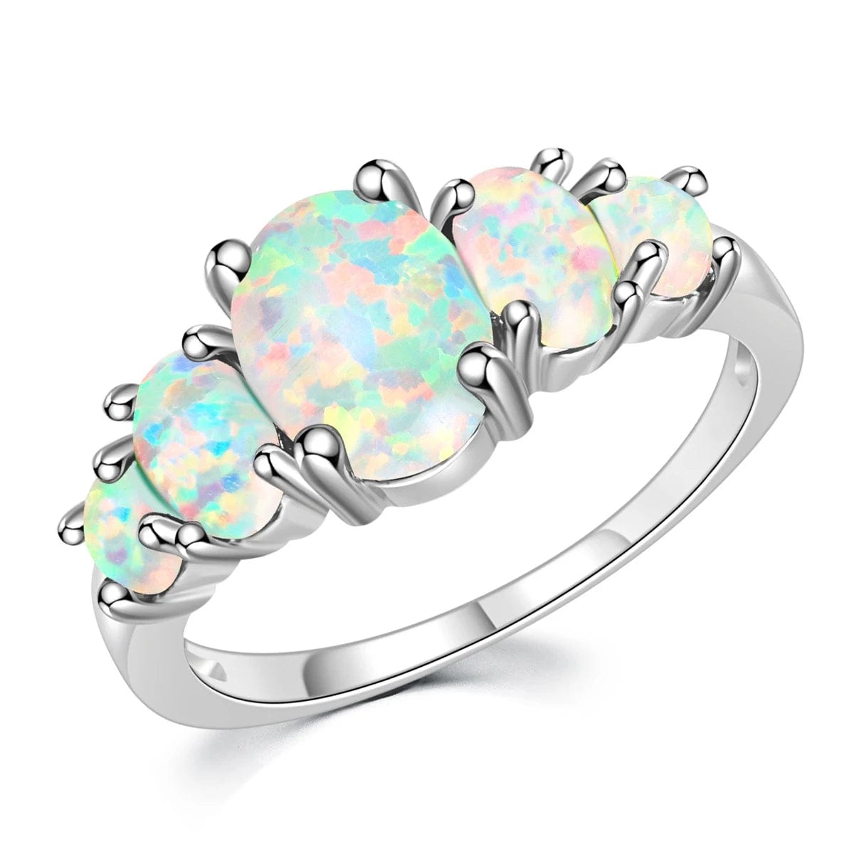 Eleganza Italiana CiNily White &amp; Orange &amp; Blue Fire Opal Filled Rings With Round Stone Silver Plated Luxury Big Bohemia Boho Summer Jewelry Woman Streetwear high fashion shein amazon temu target Walmart online