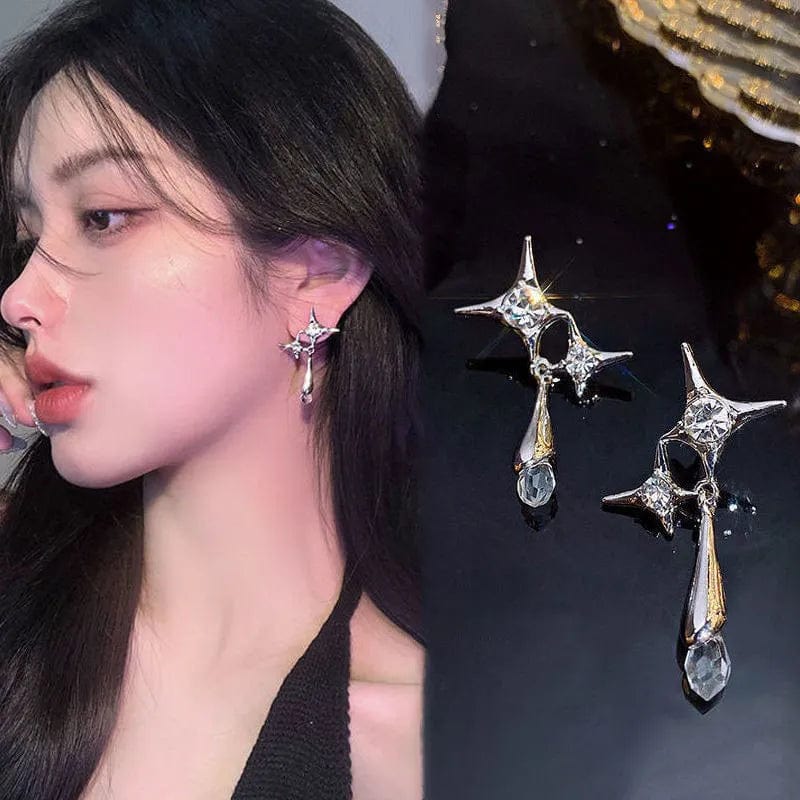 Eleganza Italiana Cool Y2K Star Drop Earrings Hot Girl Harajuku Creative Planet Pearl Crystal Stars Earings Korean Fashion for Women Punk Jewelry Streetwear high fashion shein amazon temu target Walmart online