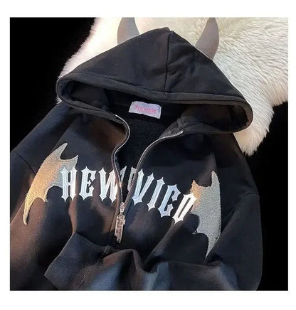 Eleganza Italiana Couples Winter Devil Bread Clothing Casual Hooded Jacket Embroidered Cotton-padded Y2K Jackets Coats New Jacket In Winter 2023 Streetwear high fashion shein amazon temu target Walmart online