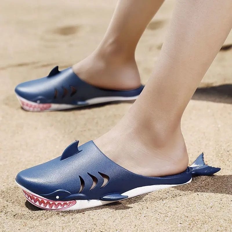 Eleganza Italiana Creative Streetwear Slides Men Red Shark Slipper Summer Blue Slides Male Boys Outdoor Beach Shoes Man Fish Slippers For Swimming Streetwear high fashion shein amazon temu target Walmart online