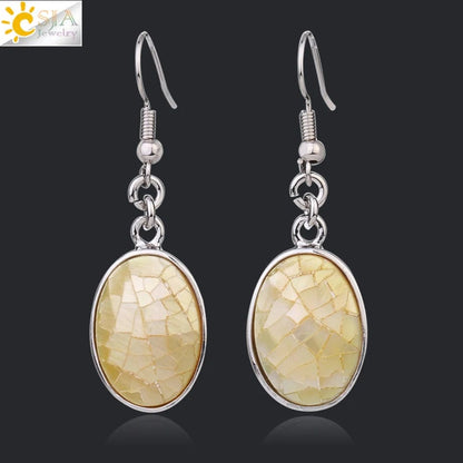 Eleganza Italiana CSJA Natural Seashell Earrings Pink White Abalone Shell Egg Shape Dangle Drop Earring for Women Casual Beach Summer Jewelry F981 Streetwear high fashion shein amazon temu target Walmart online