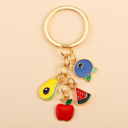 Eleganza Italiana Cute Alloy Enamel Apple Pineapple Charms Keychain Lovely Fruit Pendants Keyrings For Women Kids Car Key Decor Party Jewelry Gift Streetwear high fashion shein amazon temu target Walmart online