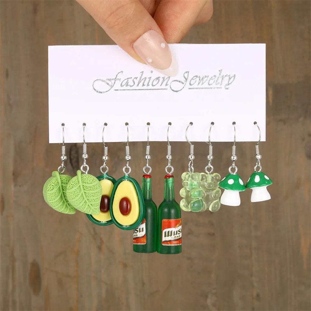 Eleganza Italiana Cute Cartoon Animal Fruit Earrings Set for Women Girl Simulated Resin Acrylic Food Drink Icecream DIY Dangle Earring Jewelry New Streetwear high fashion shein amazon temu target Walmart online